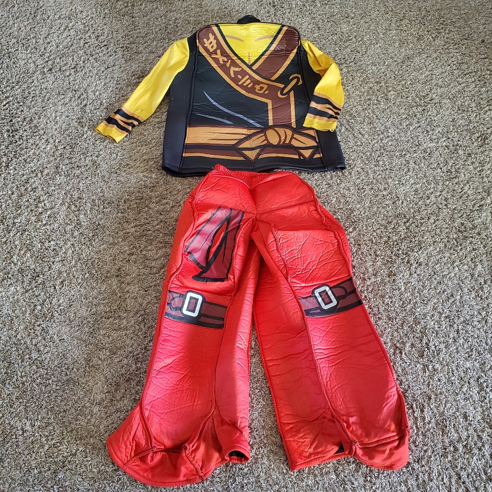 Lego Ninjago Halloween Costume Child Sz Large 10-12 Top Yellow Bottom Red